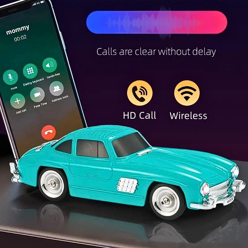 Haut-parleur audio Bluetooth sans fil En forme de Voiture Vintage , Carte mémoire , appels , AUX , Clé USB , FM RADIO — صورة 5