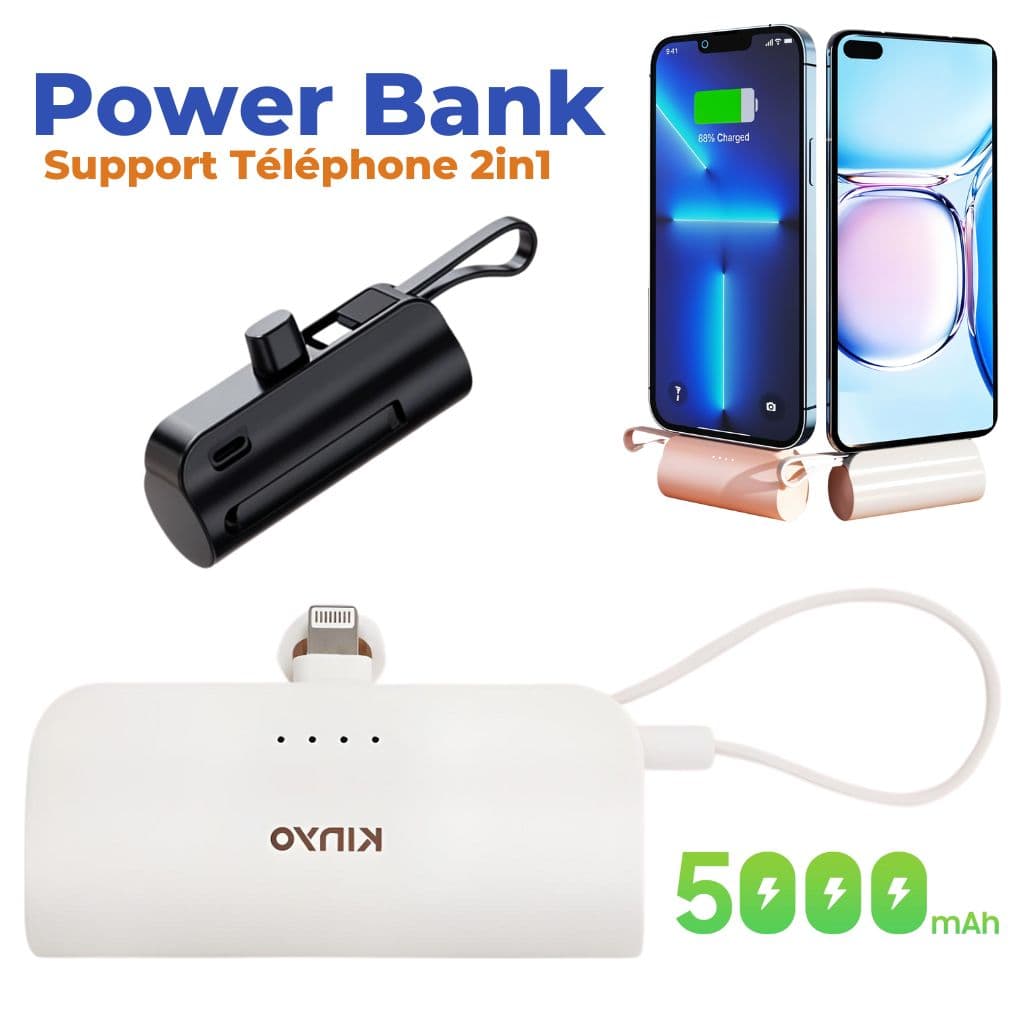 PowerBank 5000mAh et Support Telephone 2en1 – باور بانك — صورة 1
