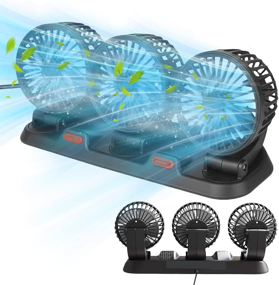 Ventilateur de Voiture USB Haute Vitesse 360° Réglable 3 Têtes 12/ 24 V - مروحة سيارة قابلة للتعديل بزاوية 360 درجة بثلاثة رؤوس - Accessoires Auto/Moto - صورة 1