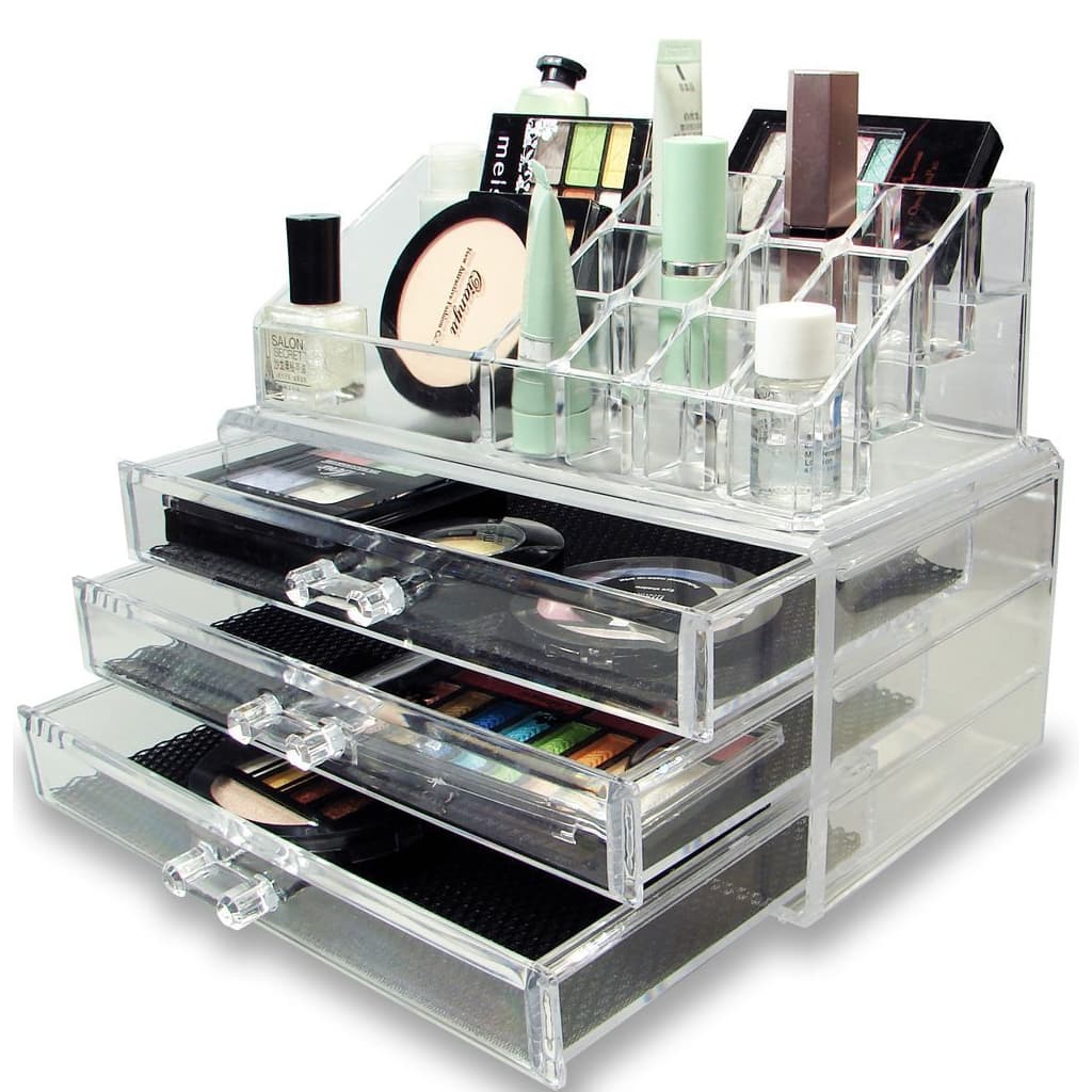 Boîte de rangement de maquillage acrylique avec 3 tiroirs — صورة 5