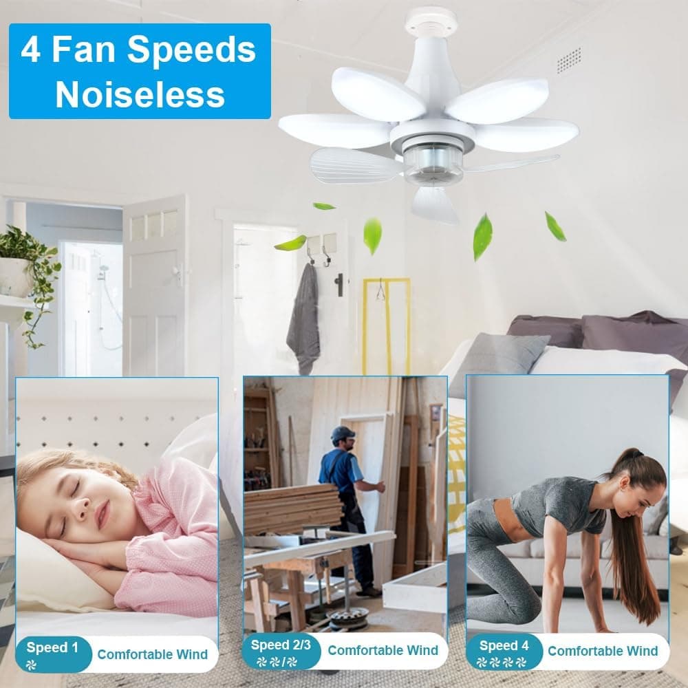 Ventilateur de Plafond Lumineux à Douille avec Télécommande - مروحة السقف الذكية 2 في 1 مع إضاءة قوية بقاعدة - Maison - صورة 8