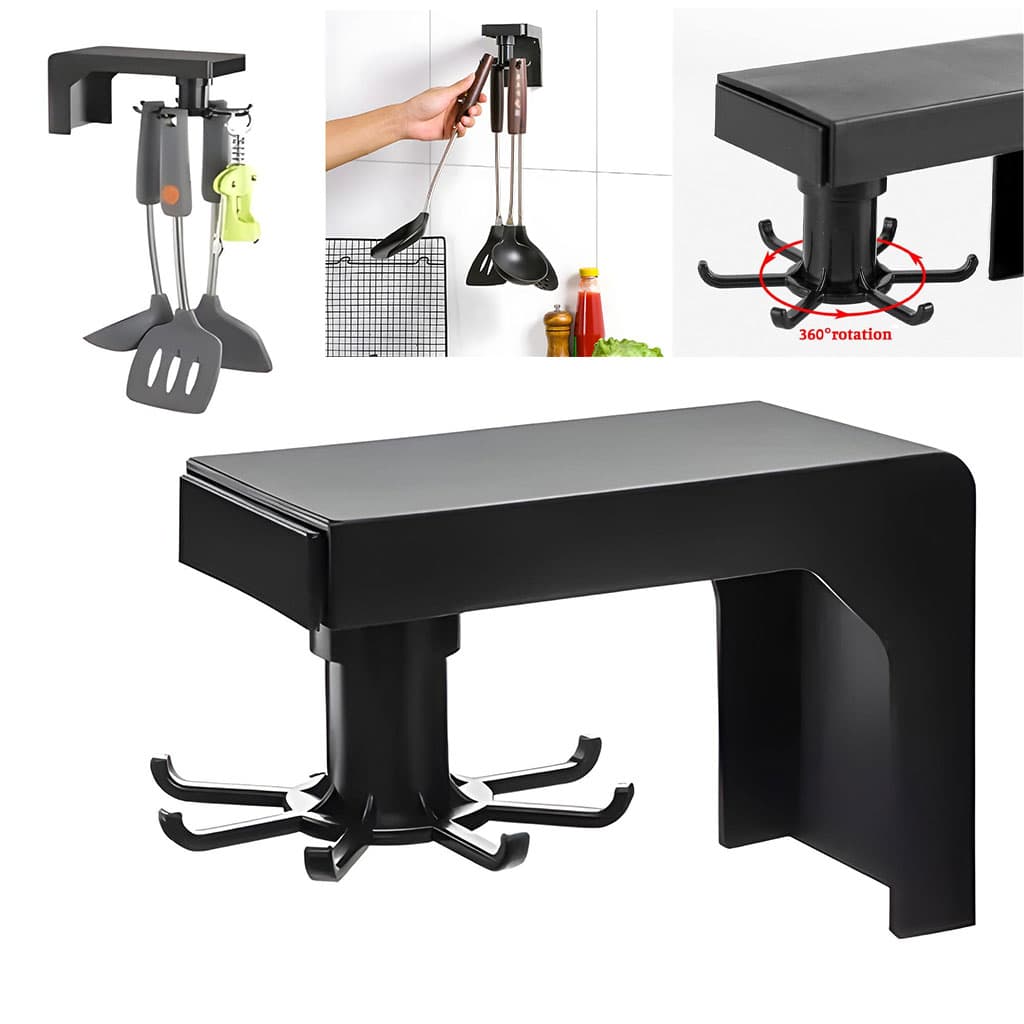 Pack 2 Support de rangement rotatif 360 a 6 crochets pour cuisine — صورة 1