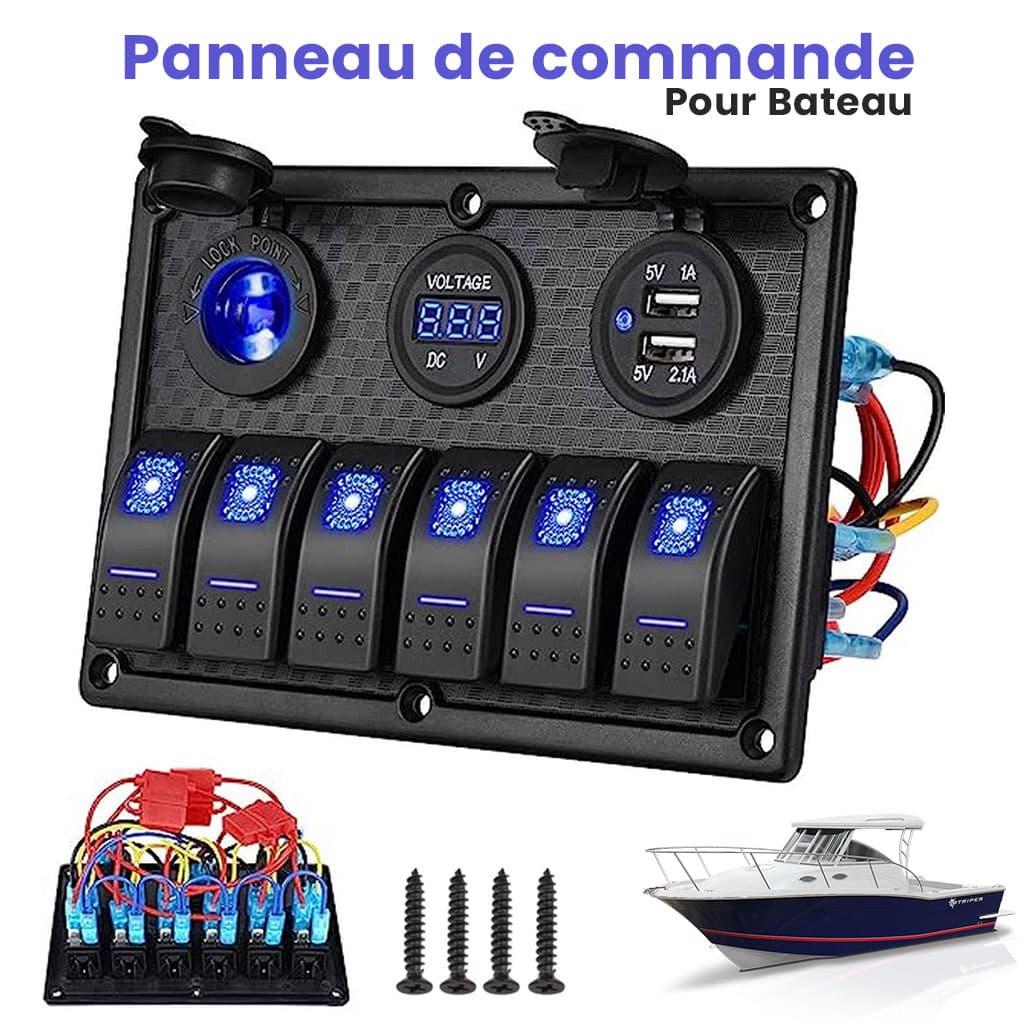 Panneau de commande 12 V pour Bateau avec Affichage de Voltage – لوحة تحكم — صورة 2