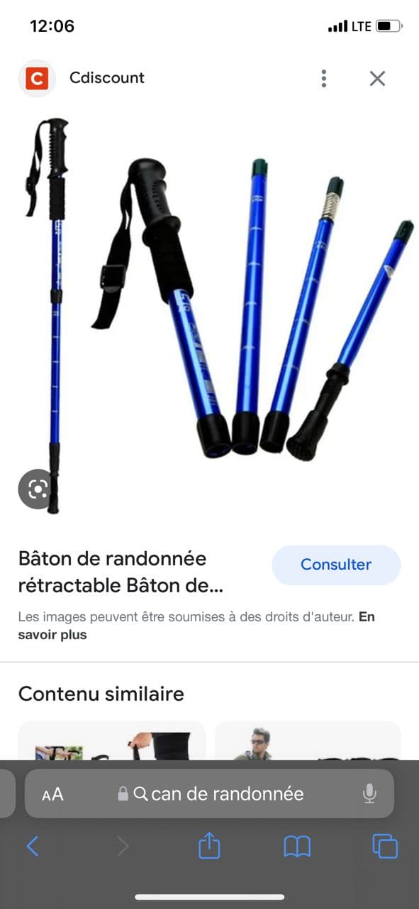Bâton de randonnée télescopique en alliage d'aluminium ultraléger antidérapant — صورة 10
