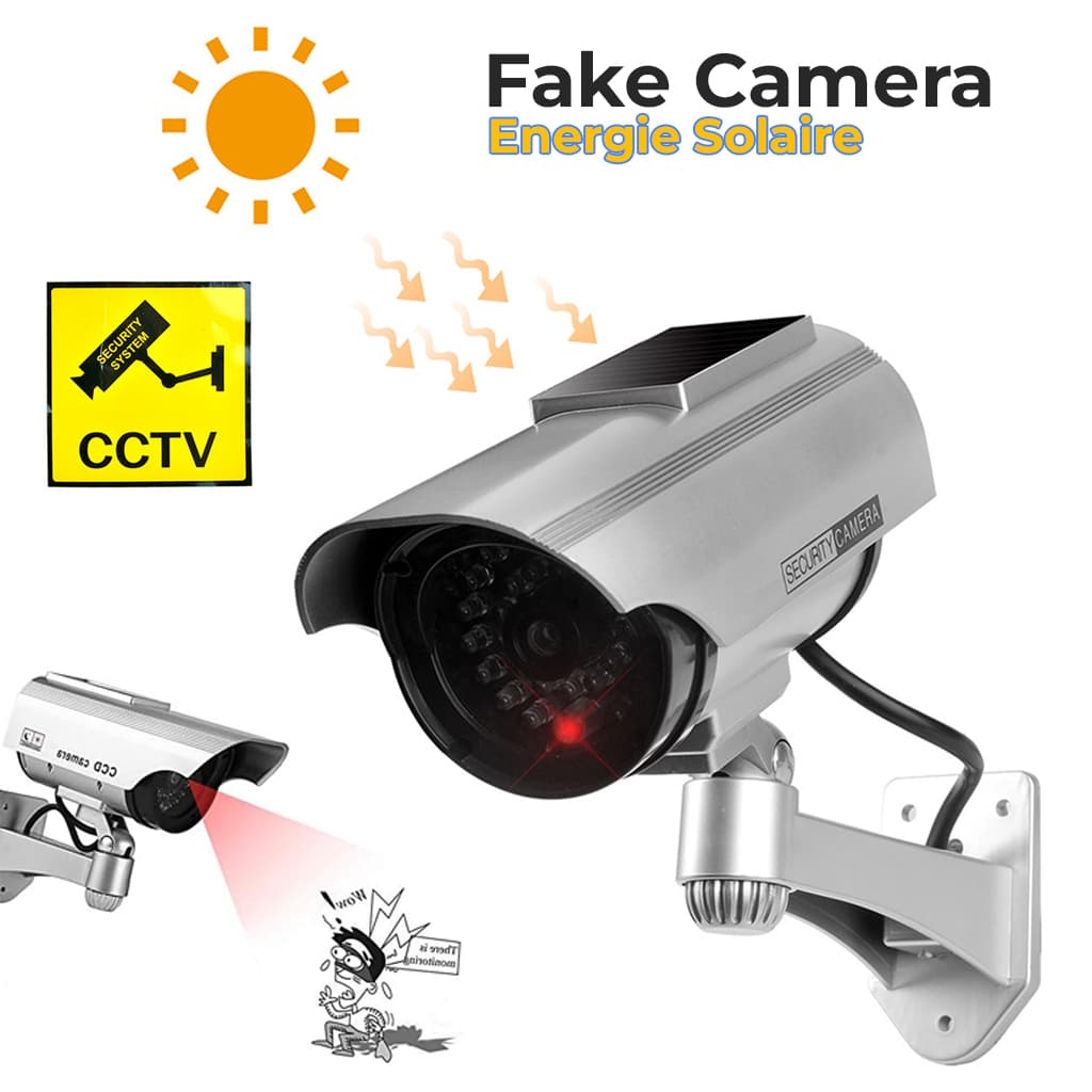 Fausse Caméras de Vidéosurveillance à énergie Solaire avec Clignotant Rouge LED — صورة 1