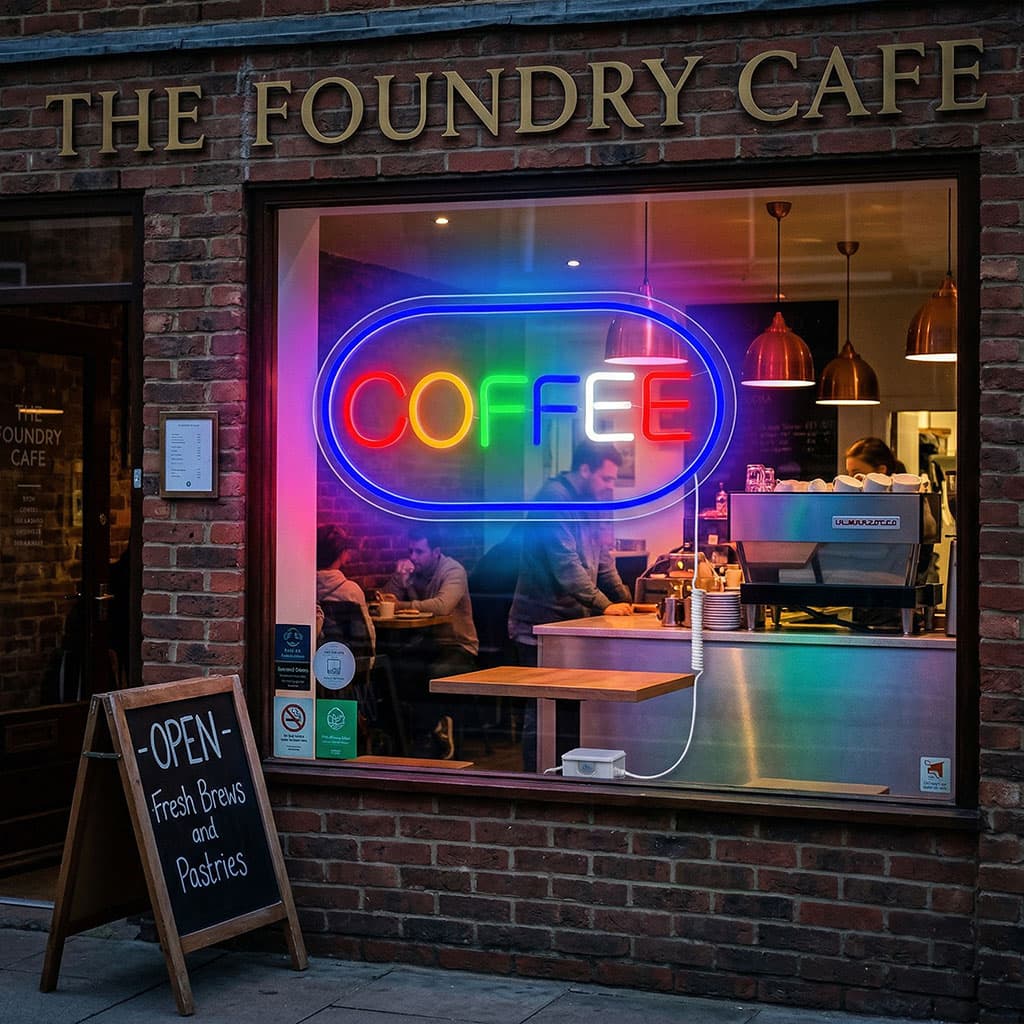 لوحة نيون مضيئة | Panneau LED Neon | شعار Coffee للمحلات — صورة 3