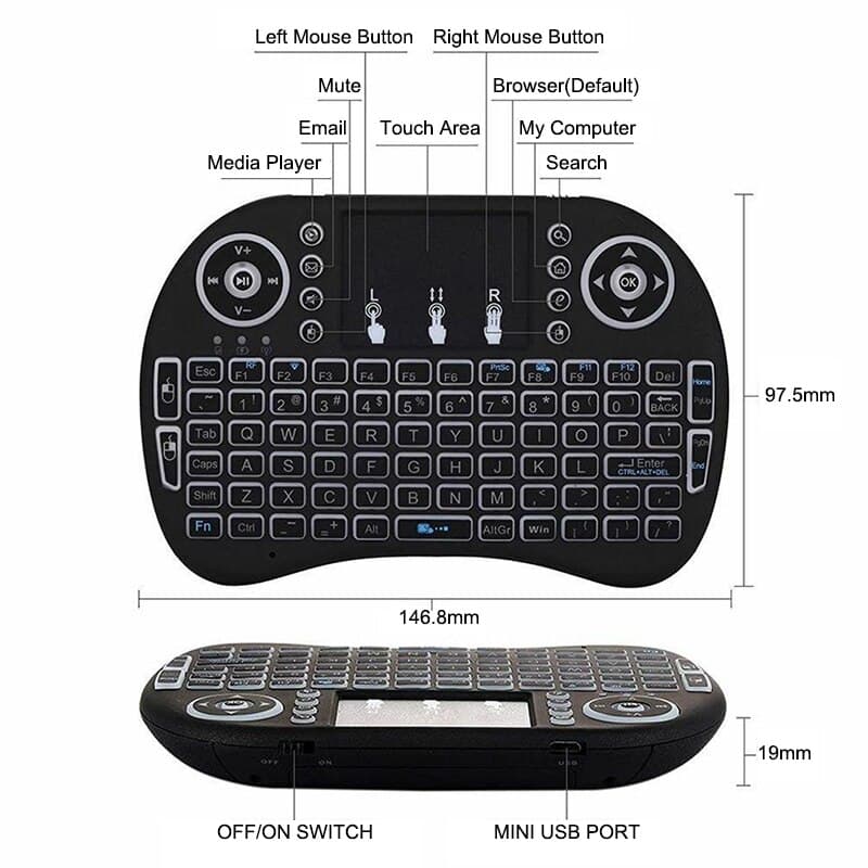 Clavier et Pad sans fil Tricolor rétroéclairé USB multimédia contrôle — صورة 5