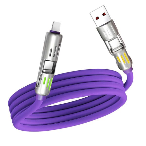 Câble de charge multifonction 4 en 1 USB C, A et Lightning 240W – كابل شحن متعدد الرؤوس — صورة 3