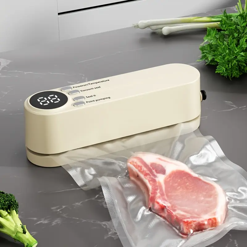 Mini scelleuse sous vide et Extracteur d’air portable 60 kPa avec 3 niveaux de température – جهاز تفريغ الهواء وغلق الأكياس — صورة 6