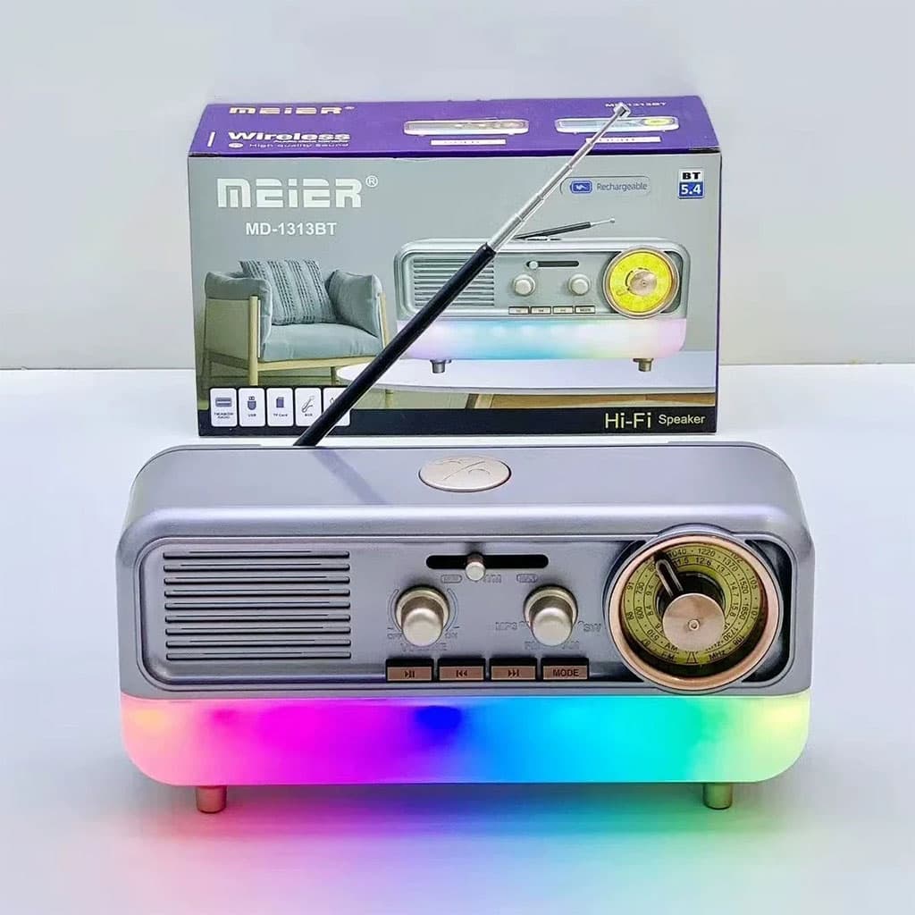 Radio Portable Rétro et Haut Parleur Bluetooth Style Vintage MD-1313BT – مكبر صوت بلوتوث — صورة 2