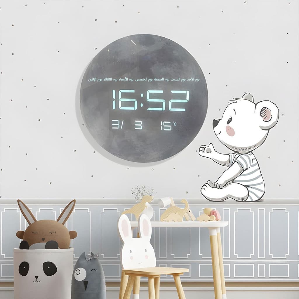 Horloge Murale Moon Numérique LED 13 Pouces – ساعة حائط رقمية — صورة 4