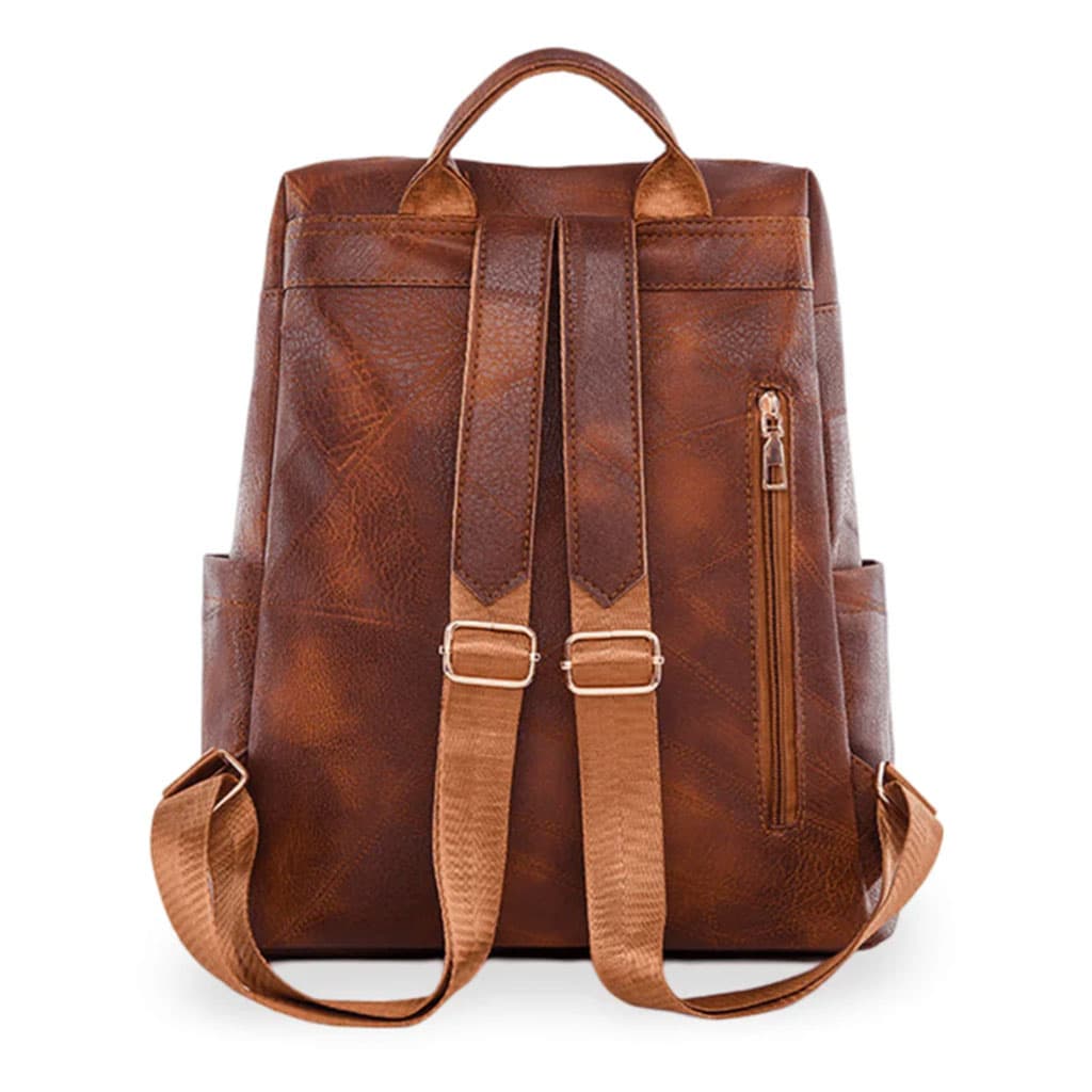 Sac à dos rétro en cuir synthétique pour femme - حقيبة ظهر نسائية من الجلد - Sac à dos et Mode - صورة 3