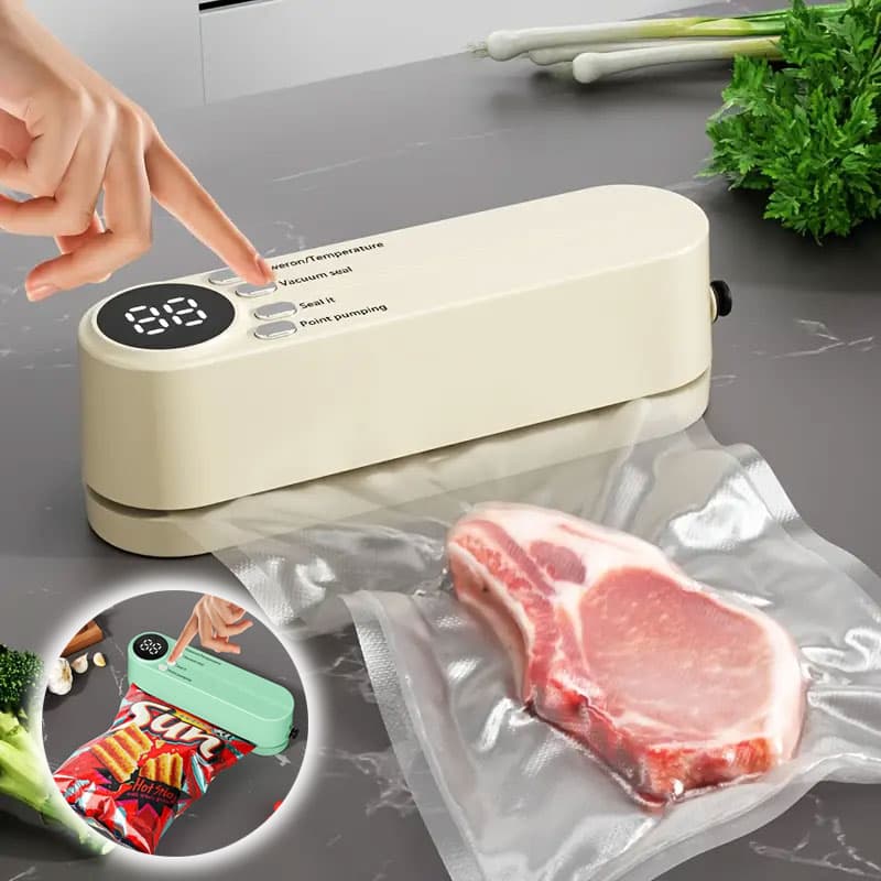 Mini scelleuse sous vide et Extracteur d’air portable 60 kPa avec 3 niveaux de température – جهاز تفريغ الهواء وغلق الأكياس — صورة 1