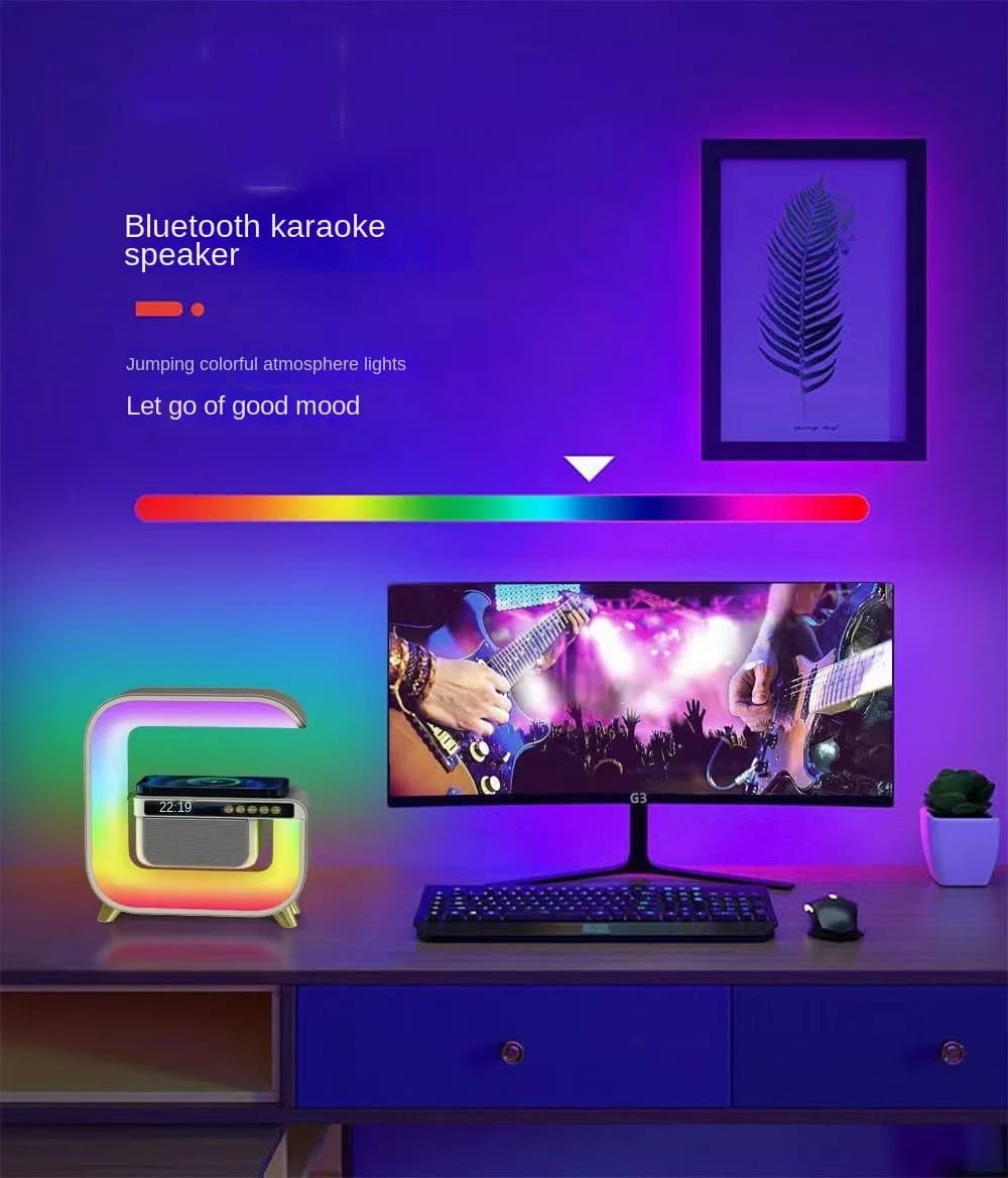 Réveil intelligente RGB type Big G Wireless Charger / Speaker Bluetooth 5.0 - منبه ذكي و شاحن لاسلكي ومكبر صوت بلوتوث XM-G3 — صورة 3