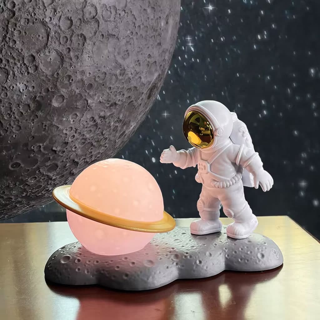 Astronaute Veilleuse Décoration De Bureau Lune Spaceman Résine — صورة 1