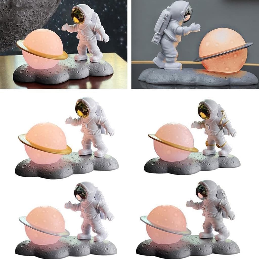 Astronaute Veilleuse Décoration De Bureau Lune Spaceman Résine — صورة 3