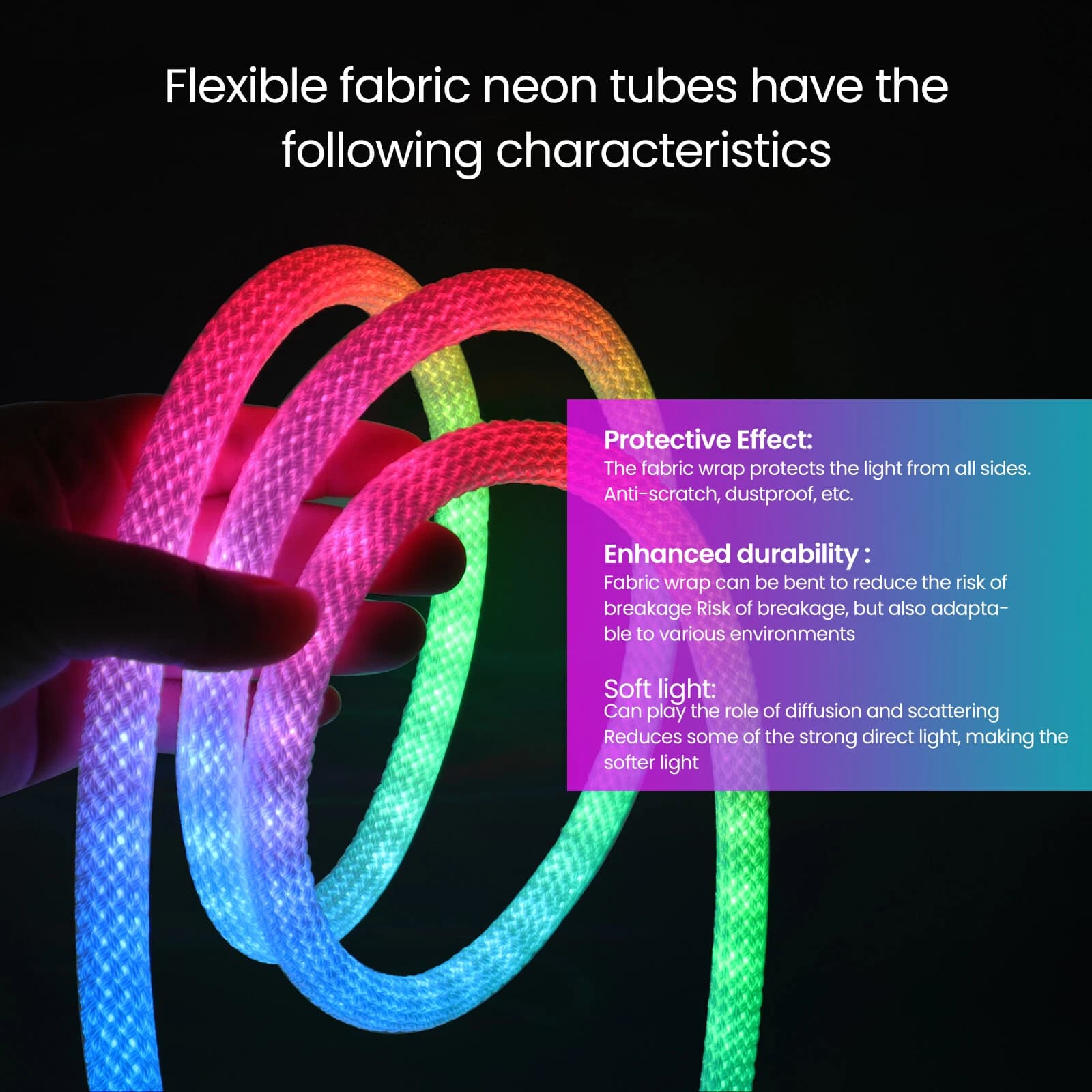 شريط إضاءة ملونة 360° | Bande LED Tube App Control | 5m USB 5V — صورة 5