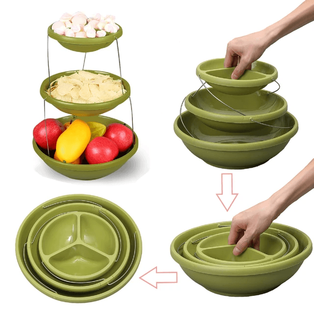 Bol torsadé pliable à 3 niveaux pour les trempettes et les bonbons — صورة 3