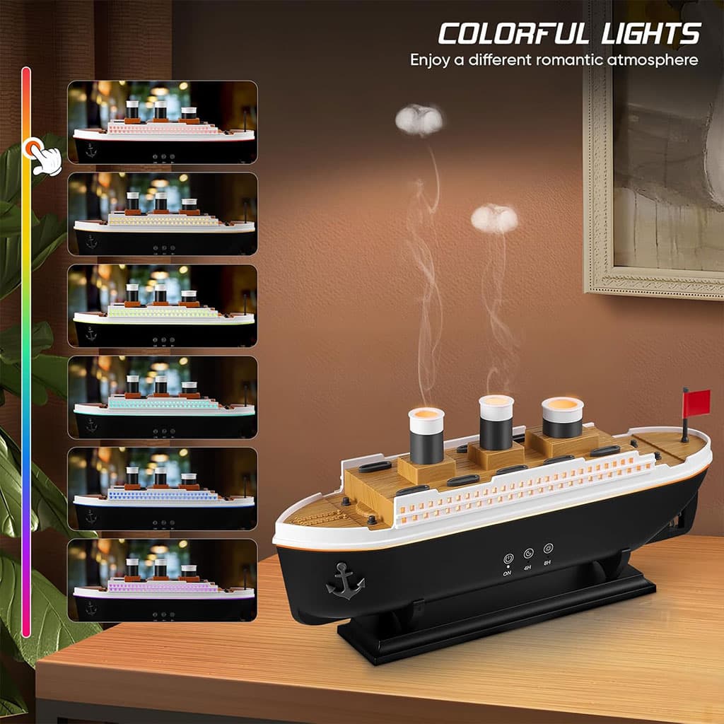 Bateau Jellyfish Diffuseur d’huiles essentielles 250ml avec télécommande – معطر جو على شكل باخرة — صورة 7