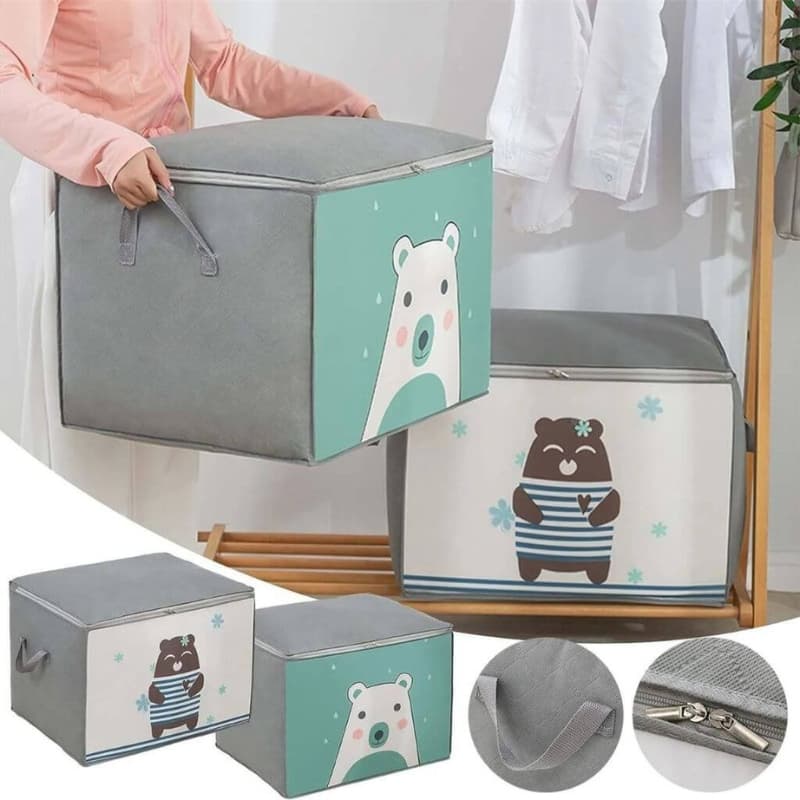 Pack 2 Sac de rangement Pliable pour vêtements à motifs de dessins animés Grande capacité - طقم2 قطع حقيبة تخزين ذات سعة كبيرة لللحاف والملابس — صورة 1