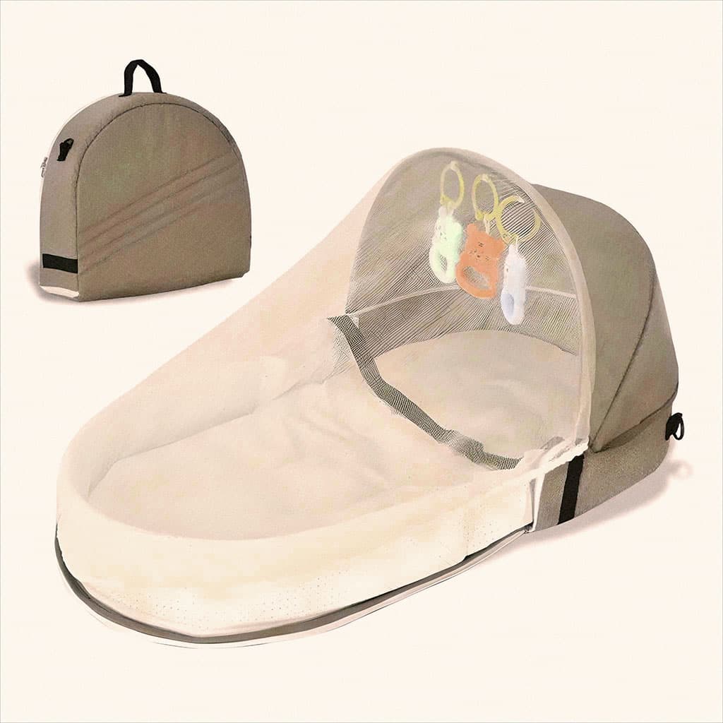 Lit et sac à langer pour enfants avec moustiquaire et auvent – سرير أطفال سهل النقل مع ناموسية مدمجة — صورة 4