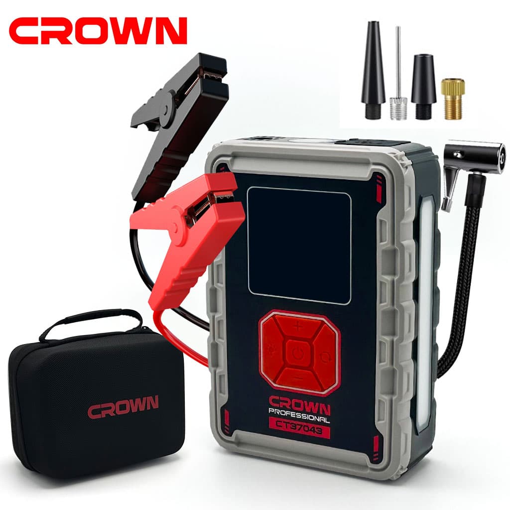 Compresseur De Voiture Avec Booster Batterie 24000mAh CROWN CT37043TB — صورة 1