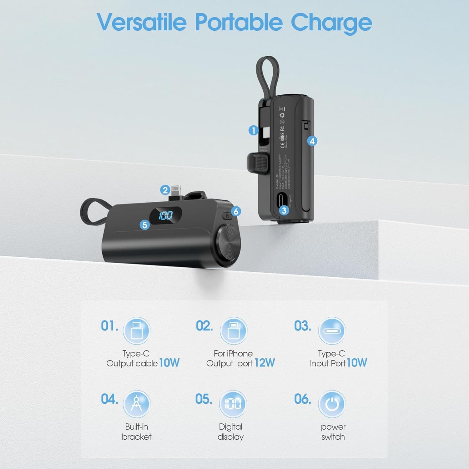Mini Power Bank Portable Anker 10W 5000mAh avec Connecteur Direct - باور بانك مصغر ومحمول - Électronique - صورة 3