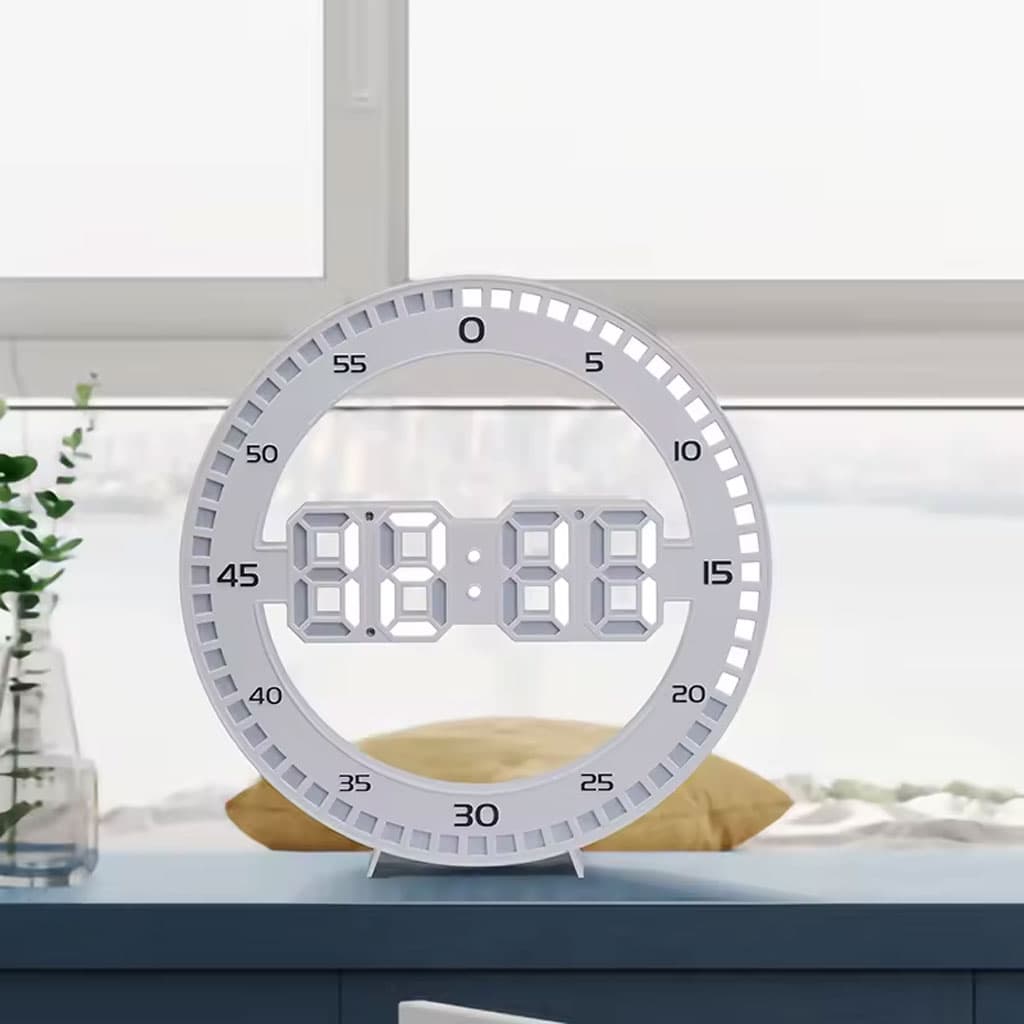 Horloge Murale et Réveil Affichage des Chiffres LED — صورة 4