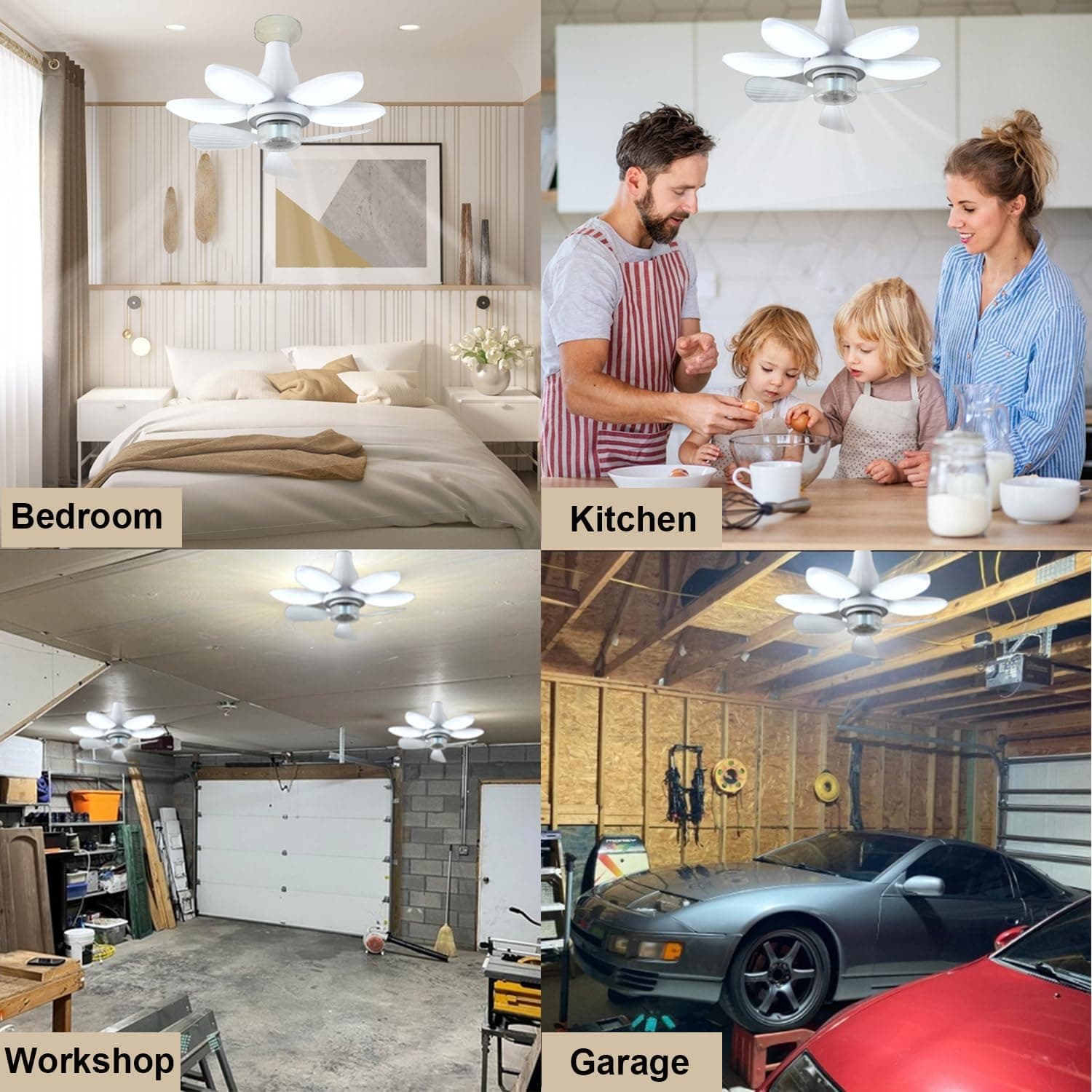 Ventilateur de Plafond Lumineux à Douille avec Télécommande - مروحة السقف الذكية 2 في 1 مع إضاءة قوية بقاعدة - Maison - صورة 2