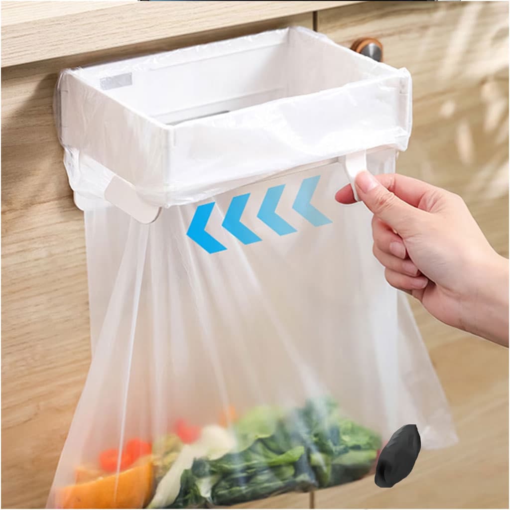 Support de Sac Poubelle Mural et Pliable Fixation Autocollante sans Perçage - حامل وموزع أكياس القمامة الجداري - Cuisine - صورة 1