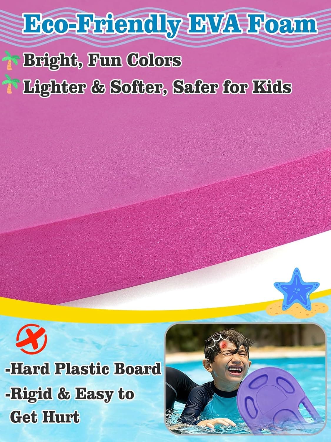 Planche de Natation Kickboard pour Enfants avec Trous de Poignée Ergonomiques - لوح السباحة الإسفنجي للأطفال بمقابض مطورة - Vacance & Loisir - صورة 5