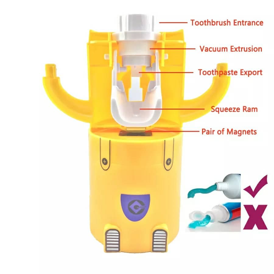 Minions Distributeur et porte brosse a dent 2 in1 presse-dentifrice automatique pour enfants — صورة 7