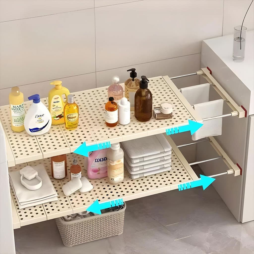 Étagère de placard mural extensible tuyau télescopique 1Pcs - رف خزانة حائط قابل للتمديد مزود بأنبوب تلسكوبي - Maison - صورة 1