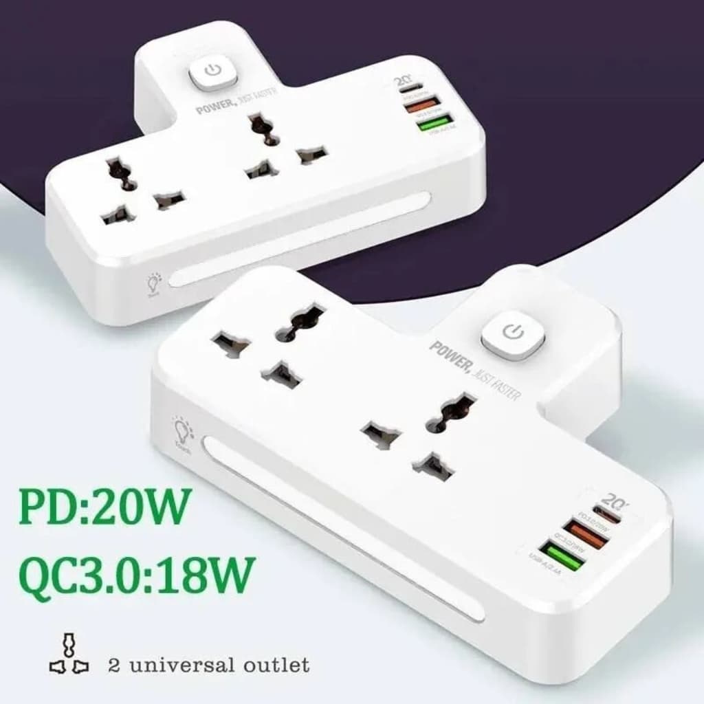 Prise de charge rapide domestique multifonctionnelle avec veilleuse QC 3.0 et système de sécurité enfants — صورة 1