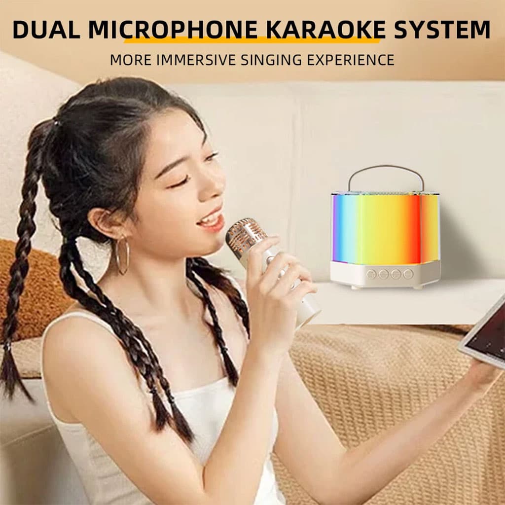 Enceinte Karaoké avec éclairage RVB et microphones sans fil – مكبر صوت كاريوكي — صورة 3
