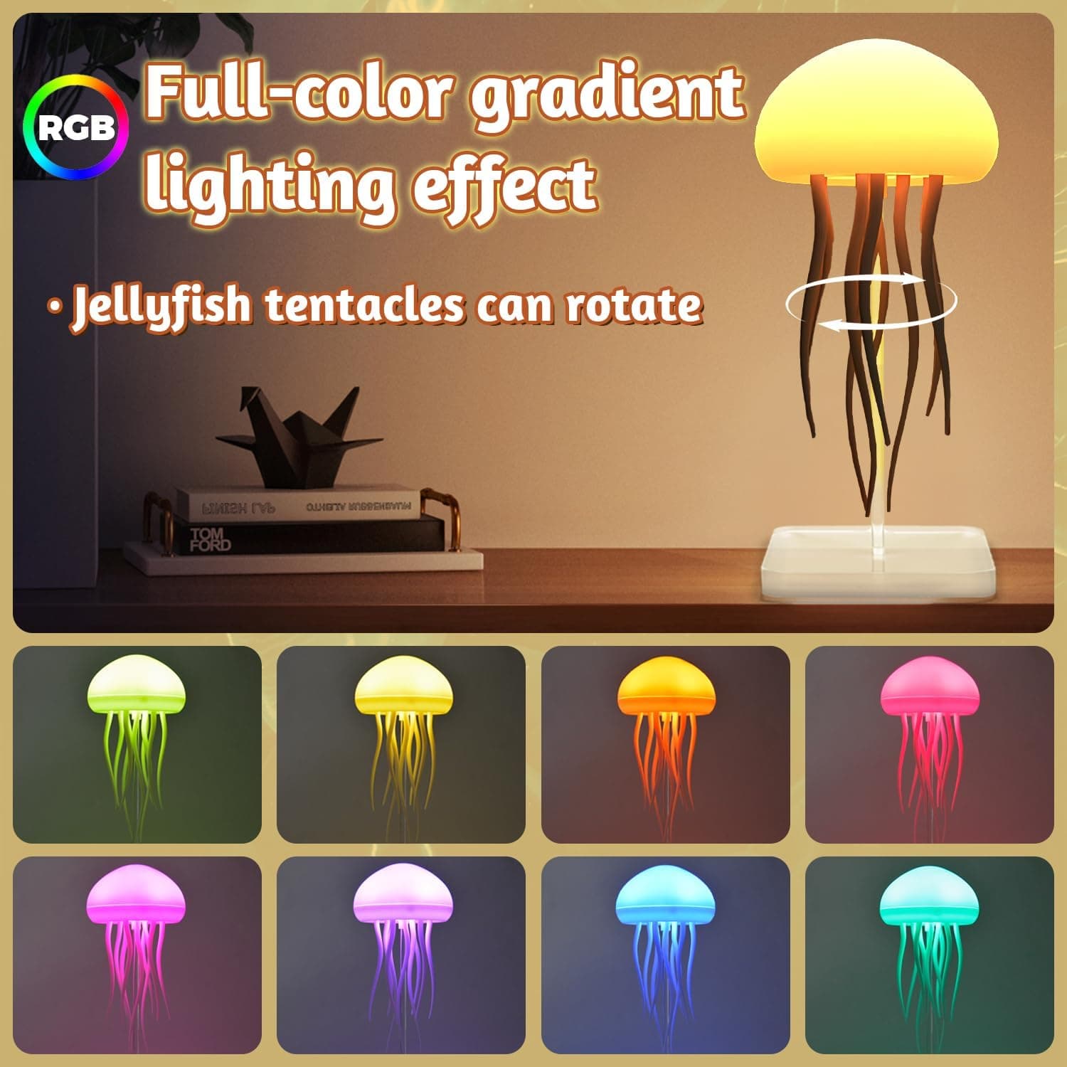 مصباح قنديل البحر | Lampe Chevet Méduse RGB | تدرج لوني — صورة 3