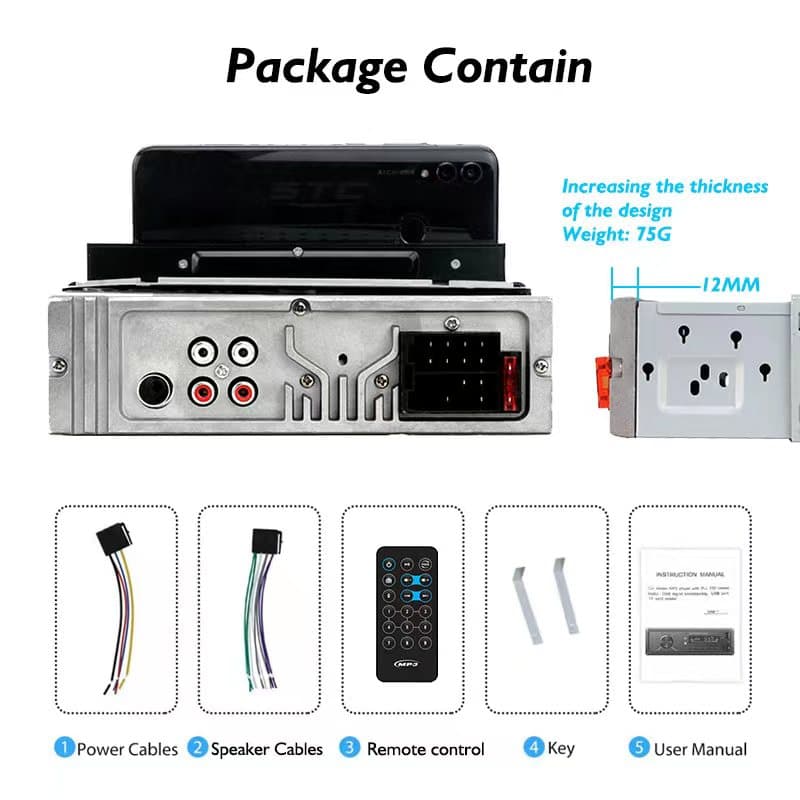 Poste radio BT In-dash 1 Din Fm Aux-in Récepteur SD USB avec support de téléphone — صورة 5