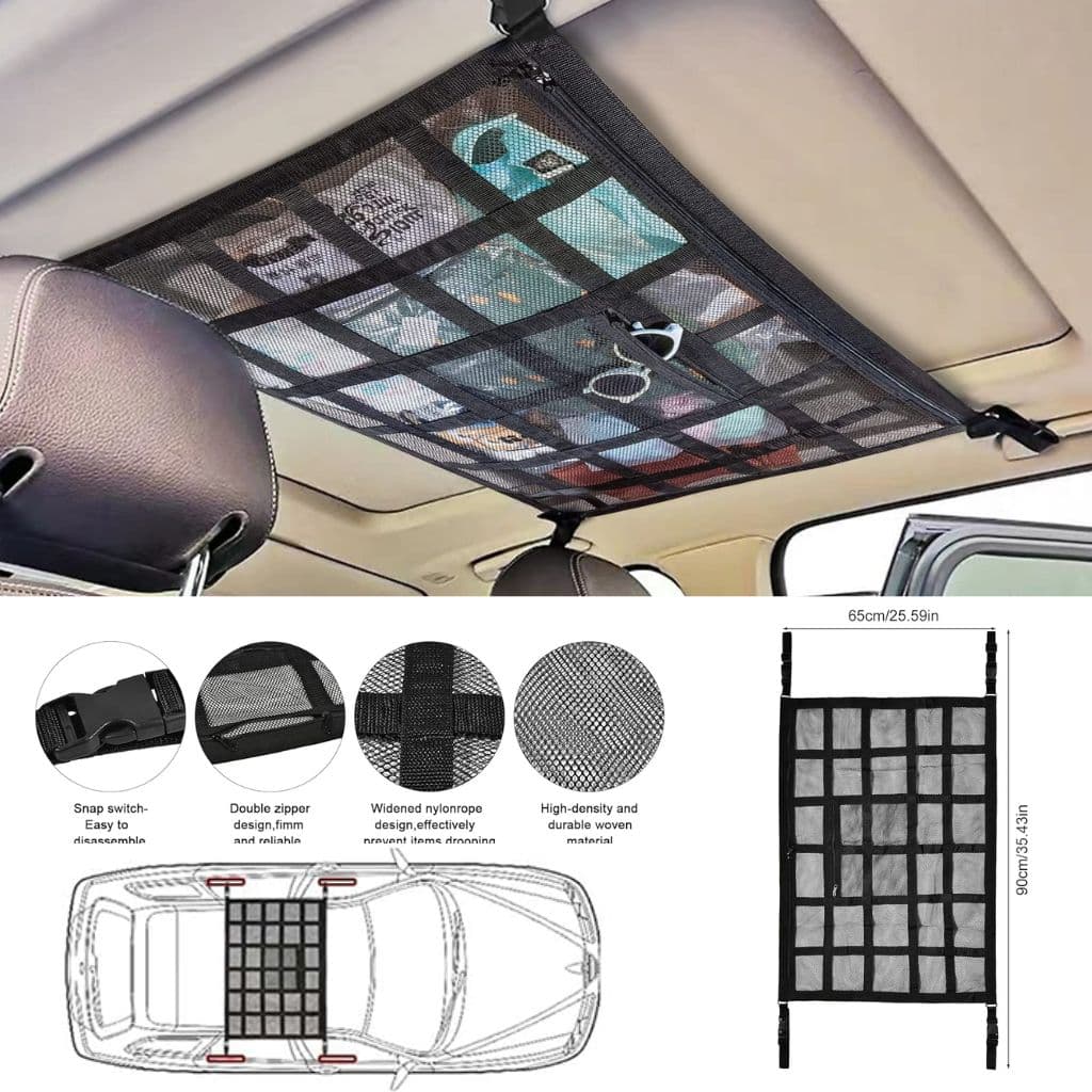 Filet de Rangement pour Toit Voiture Intérieur – منظم أغراض في سقف السيارة — صورة 1
