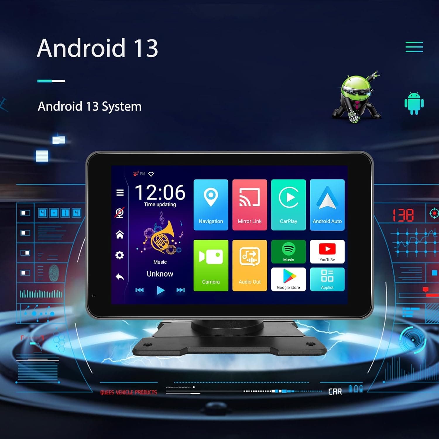Écran Autoradio Portable 7P Tactile - CarPlay et Android Auto - شاشة السيارة الذكية المحمولة 7 بوصة تدعم كربلاي وأندرويد أوتو - Accessoires Auto/Moto - صورة 8