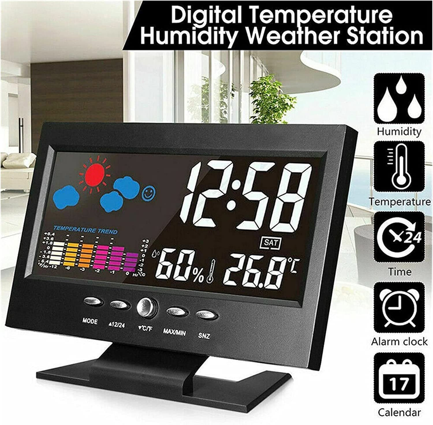 Station Météo intelligente multifonction affichage numérique — صورة 1