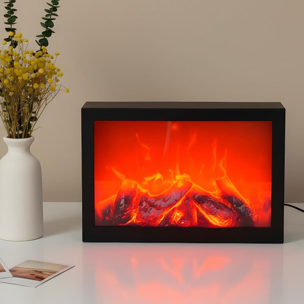 Cheminée LED décorative effet flammes forme rectangulaire V2 — صورة 3