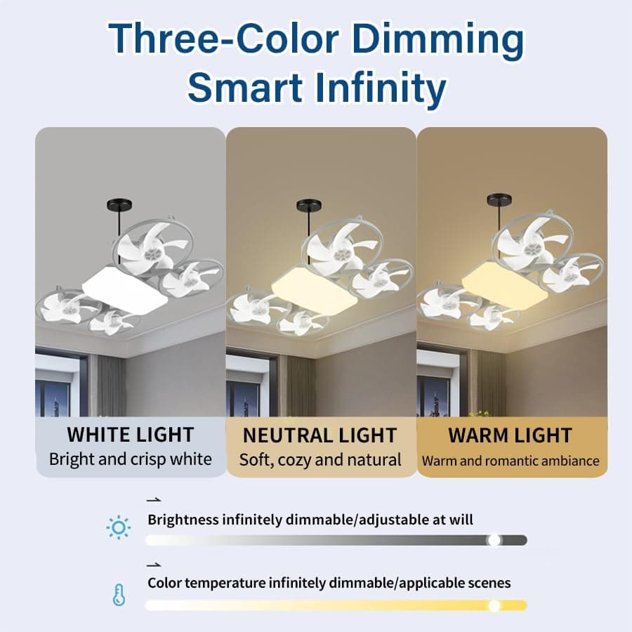 Ventilateur de Plafond Lumineux Design Drone E27 avec Télécommande - مروحة إضاءة ذكية بتصميم طائرة درون مع يد تحكم - Maison - صورة 12