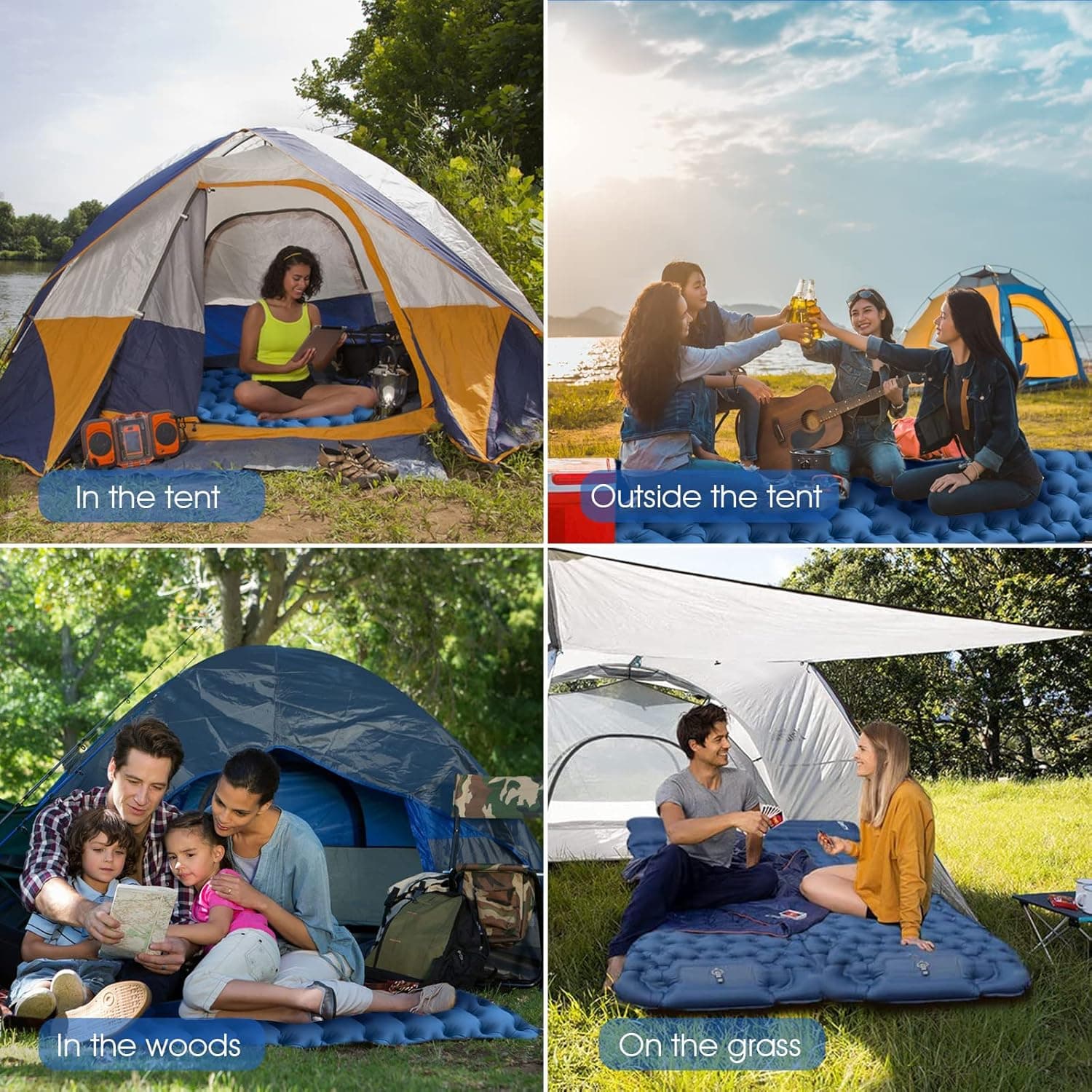 Matelas de Camping Gonflable Portable - فراش التخييم الهوائي القابل للنفخ بالقدم مع وسادة مدمجة - Camping et Randonnée - صورة 11