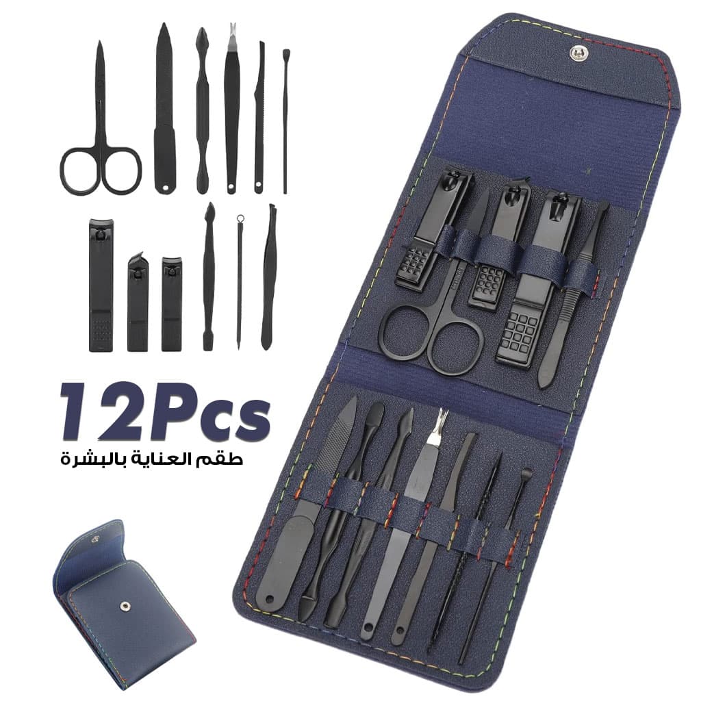 Ensembles 12 pcs de coupe-ongles professionnels en acier inoxydable — صورة 1