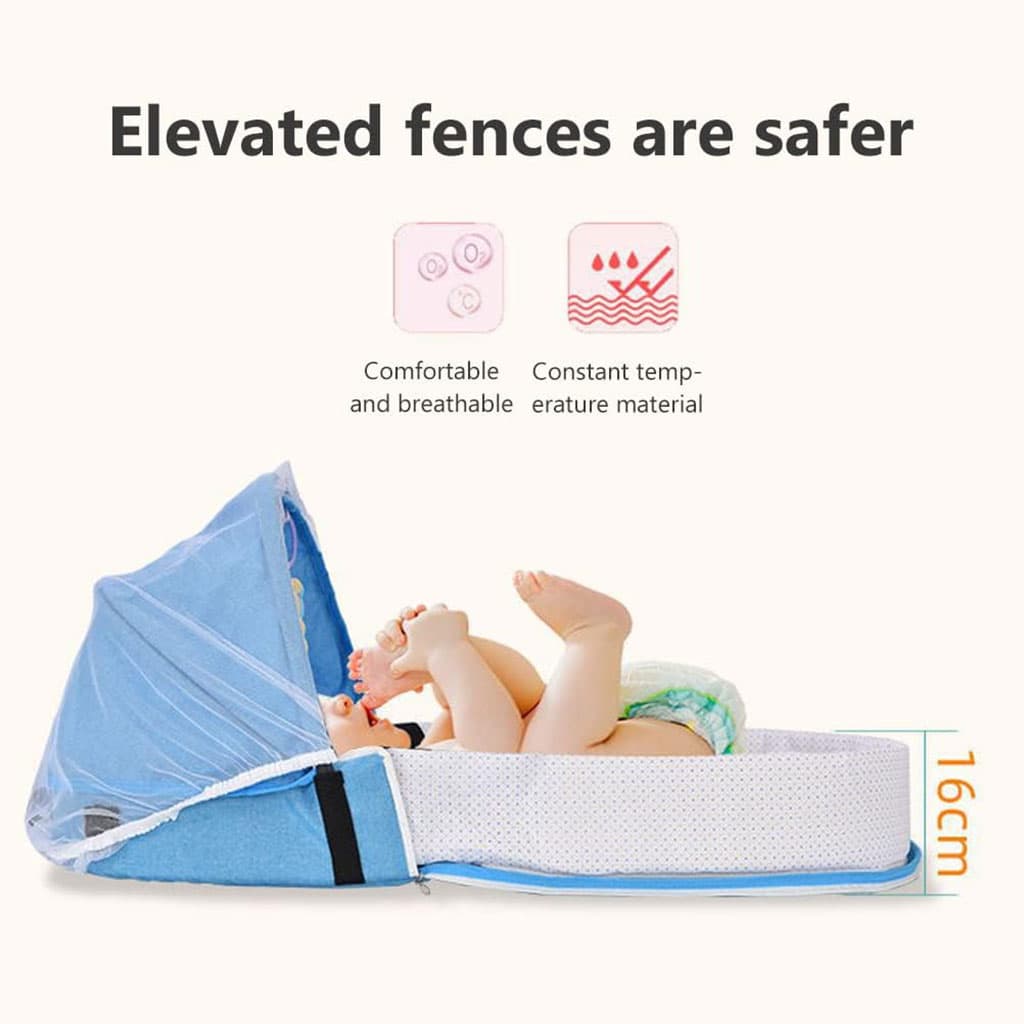 Lit et sac à langer pour enfants avec moustiquaire et auvent – سرير أطفال سهل النقل مع ناموسية مدمجة — صورة 6