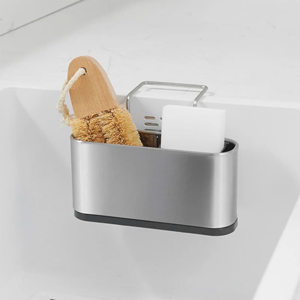 Organiseur d’évier de cuisine porte-éponge en acier inoxydable – منظم أغراض حوض الغسيل — صورة 2