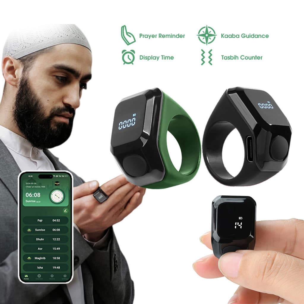 خاتم تسبيح ذكي | Anneau Zikr Bluetooth OLED | يعمل بتطبيق هاتف — صورة 1