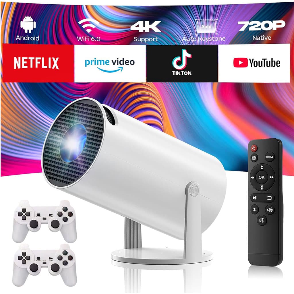 Projecteur de Jeux Intelligent a Haute Résolution avec Deux Manettes – مشغل ألعاب وجهاز عرض على الحائط — صورة 1
