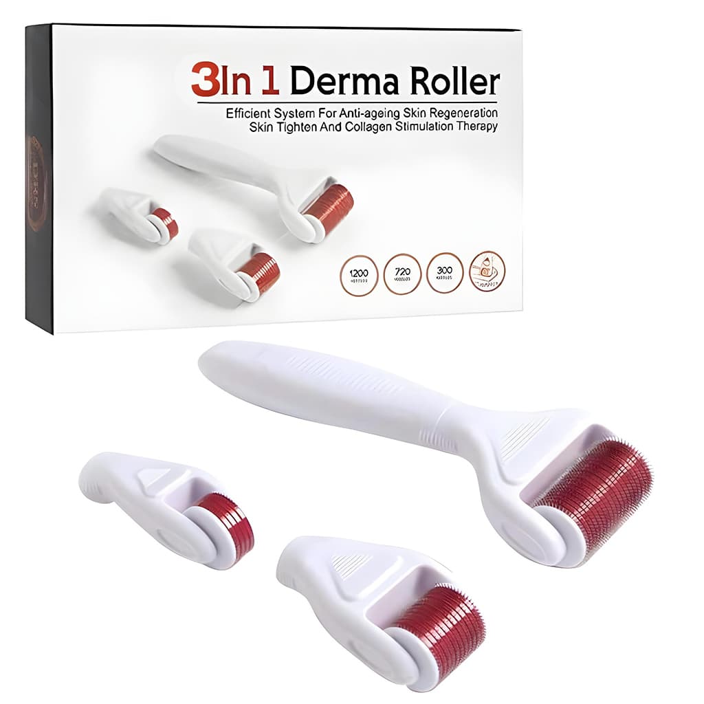 Rouleau Derma 3 en 1 Aiguilles en alliage inoxydable Avec 3 têtes — صورة 1