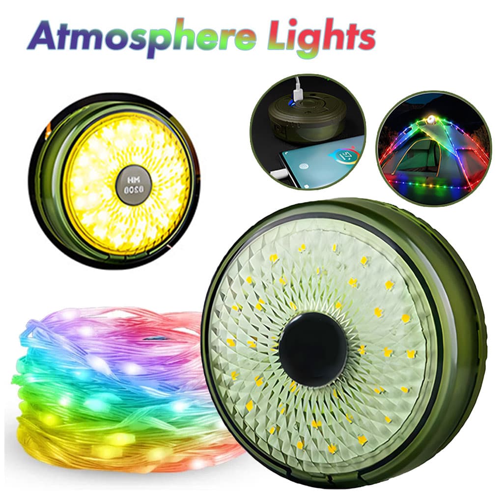 Lumière de camping LED multifonctionnelle, chargeur USB, chaîne d'atmosphère colorée — صورة 1